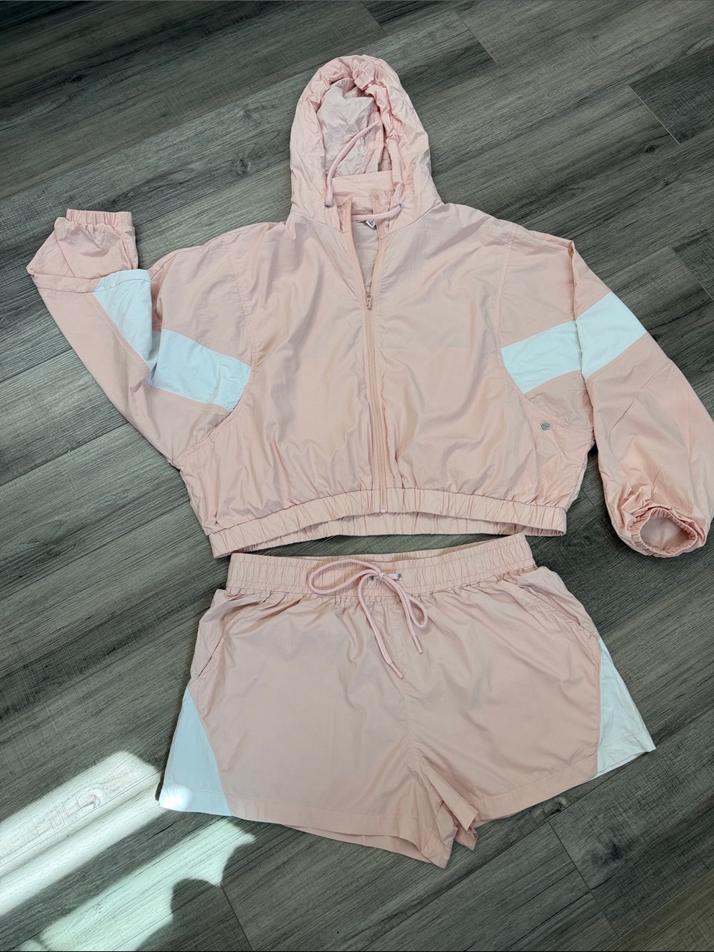 Celebrity Pink Pastel Pink Hooded Bomber Jacket & Matching Shorts Set